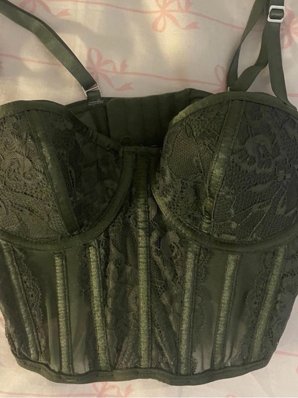 Garage Olive Lace Bustier Top